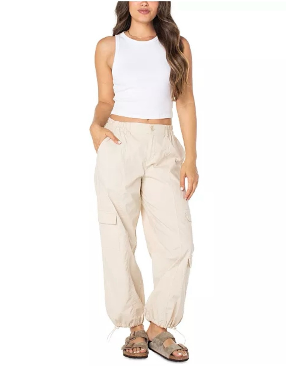 Celebrity Pink Women's Beige Cargo Jogger Pants
